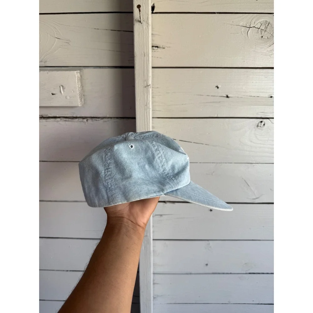 Vintage Polo Ralph Lauren US-93 Denim Hat Light Wash Made in USA Large